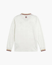 Arsenal hand-embroidered football shirt in white / burgundy, back view — CRID