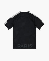 PSG hand-embroidered football shirt in black, back view — CRID