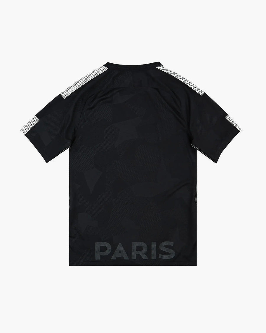 PSG hand-embroidered football shirt in black, back view — CRID