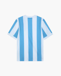 Argentina hand-embroidered football shirt in blue / white, back view — CRID