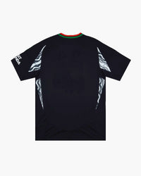 Arsenal hand-embroidered football shirt in black / red, back view — CRID