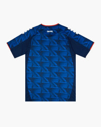 Camisola de futebol Cape Verde bordada à mão em azul, vista de costas — CRID