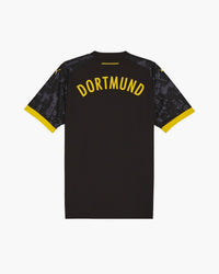 Borussia Dortmund hand-embroidered football shirt in black / yellow, back view — CRID