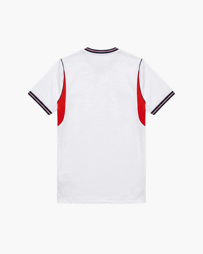 ENGLAND WHITE RED FLORAL EMBROIDERED CRID