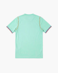 France hand-embroidered football shirt in mint / green / gold, back view — CRID