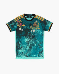 Germany hand-embroidered football shirt in green / black, front view — CRID