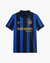 Inter Milan 26/27 home football shirt, blue and black stripes, front view — CRID