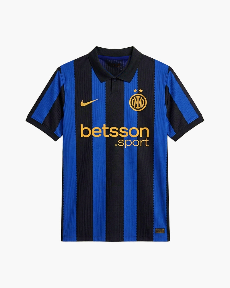 Inter Milan 26/27 home football shirt, blue and black stripes, front view — CRID