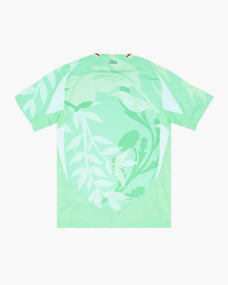 Italy hand-embroidered football shirt in mint / green, back view — CRID