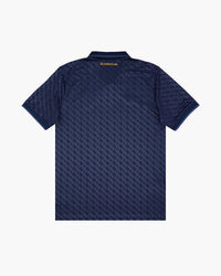 Juventus hand-embroidered football shirt in navy / blue, back view — CRID