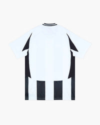 Juventus hand-embroidered football shirt in black / white, back view — CRID