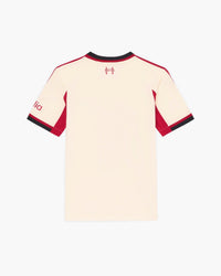 Liverpool hand-embroidered football shirt in cream / red, back view — CRID