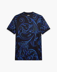 Argentina 2026 away football shirt in black and blue, back view, blank for name and number — CRID