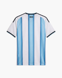 Argentina 2026 home football shirt in white and light blue, back view, blank for name and number — CRID