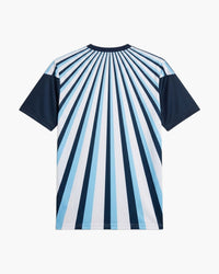 Argentina 2026 pre-match football shirt in white, light blue and navy, back view, blank for name and number — CRID