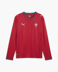 Camiseta Portugal 2026 primera equipación manga larga roja con escudo FPF, vista frontal — CRID