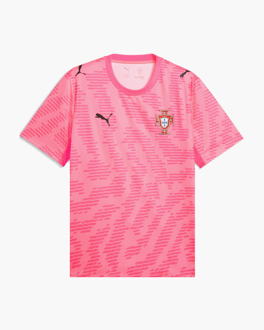 Portugal 2026 pink goalkeeper football shirt with the FPF crest, front view — CRID