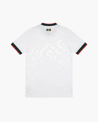 Mexico hand-embroidered football shirt in white / red, back view — CRID