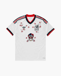 Mexico hand-embroidered football shirt in white / red, front view — CRID
