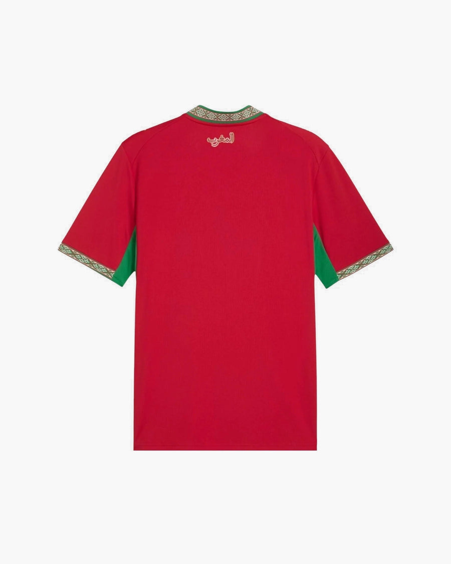 เสื้อฟุตบอล Morocco ปักมือ สีแดง×เขียว มุมมองด้านหลัง — CRID