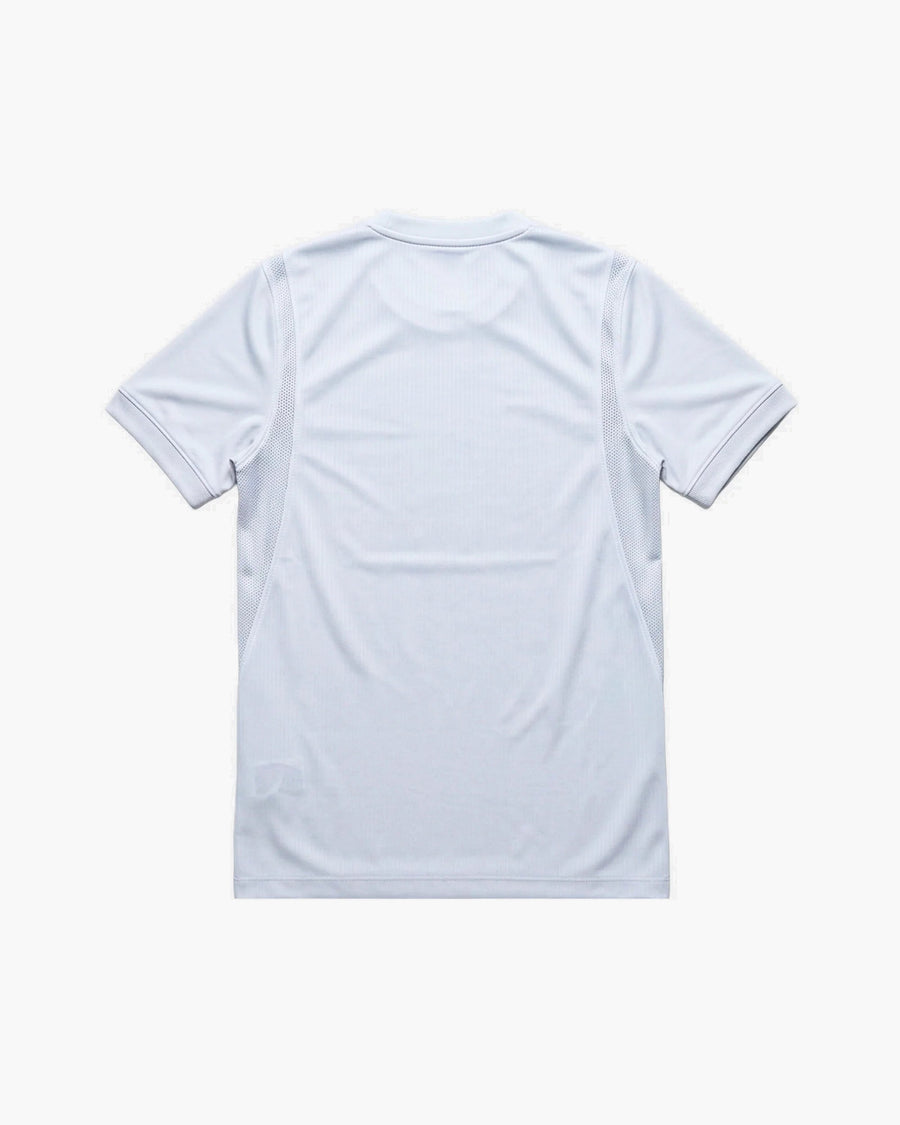 Norway hand-embroidered football shirt in white, back view — CRID