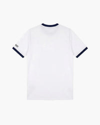 PSG hand-embroidered football shirt in white / red, back view — CRID