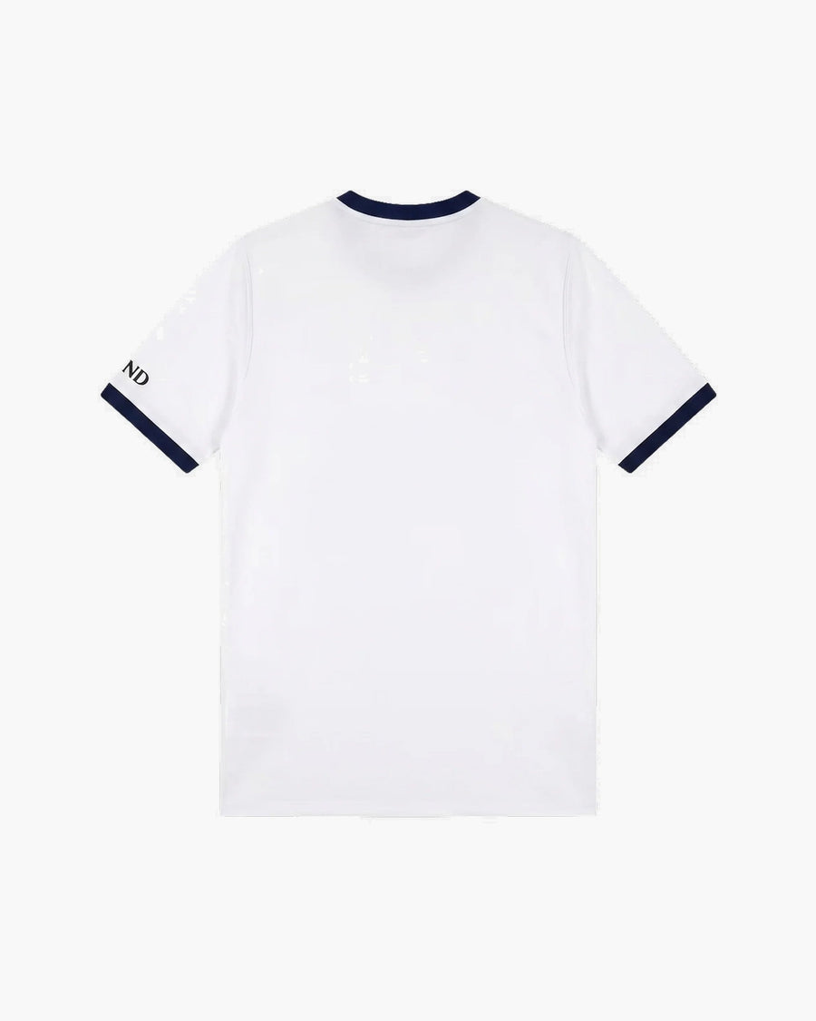 PSG hand-embroidered football shirt in white / red, back view — CRID
