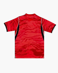 South Korea hand-embroidered football shirt in red / black, back view — CRID