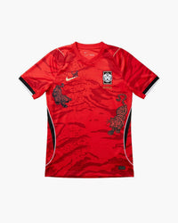 South Korea hand-embroidered football shirt in red / black, front view — CRID